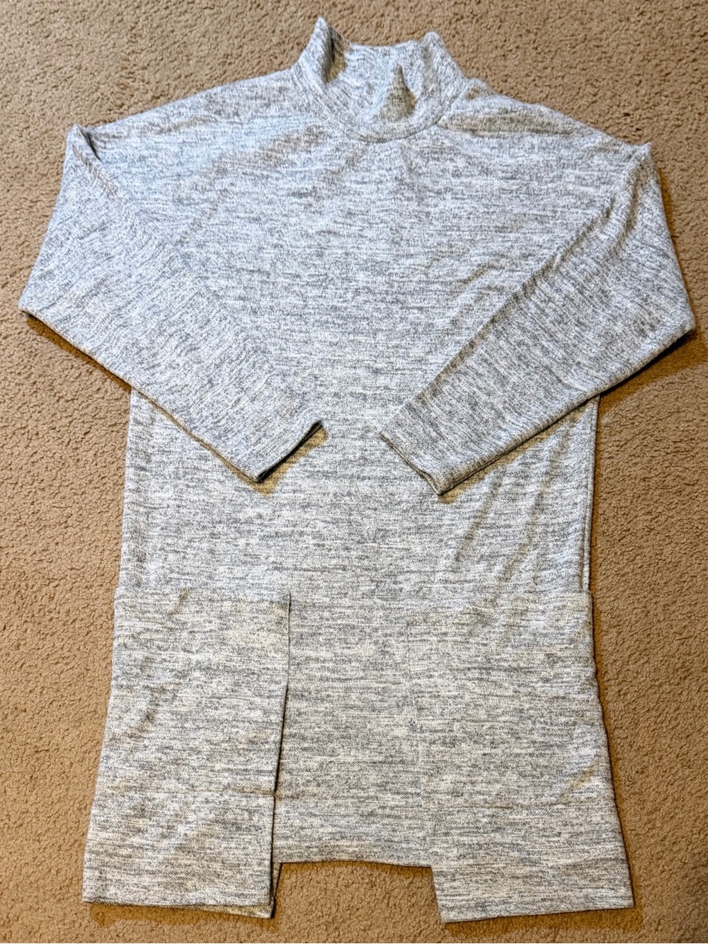 Mazik Gray Heather Mock Neck Tunic Sweater Women’s Medium Side Slit Stretch Top